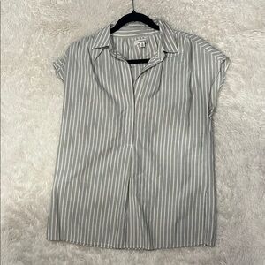 Max Studio Gray Striped Button Down Shirt